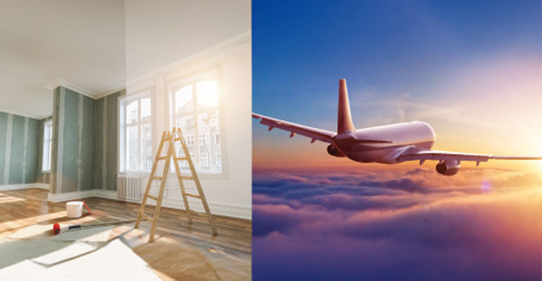 wedding, home renovations, air liner